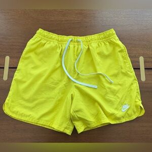 Nike Bright Yellow Athletic Shorts with White Logo